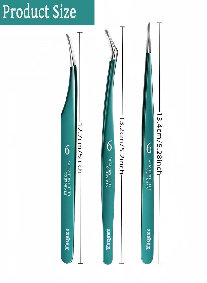 إيتشياي مجموعة ملاقط رموش عالية الدقة من 3 قطع، مناسبة لتركيب الرموش الصناعية، مصنوعة من الفولاذ المقاوم للصدأ، برؤوس مستقيمة ومنحنية. - Image 5